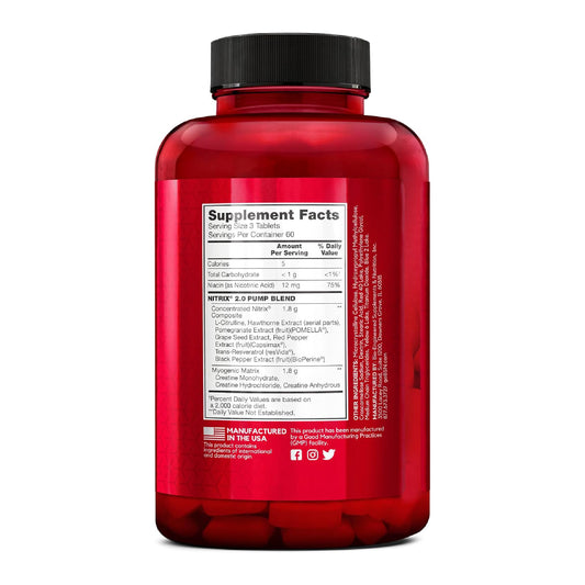 BSN Nitrix 2.0 – Konsantre Nitric Oxide Precursor Tablet (3 g L‑Citrulline + 3 g Kreatin )