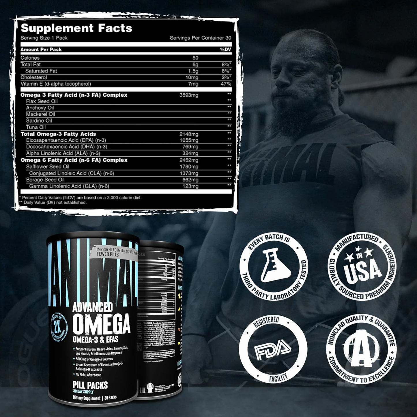 Animal Advanced Omega Gelişmiş Omega-3 & EFA Yağ Asidi Desteği 30 Pill Packs