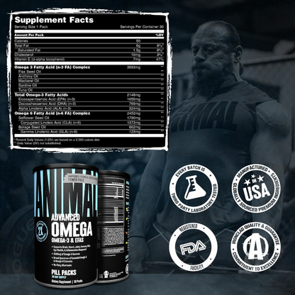 Animal Advanced Omega Gelişmiş Omega-3 & EFA Yağ Asidi Desteği 30 Pill Packs