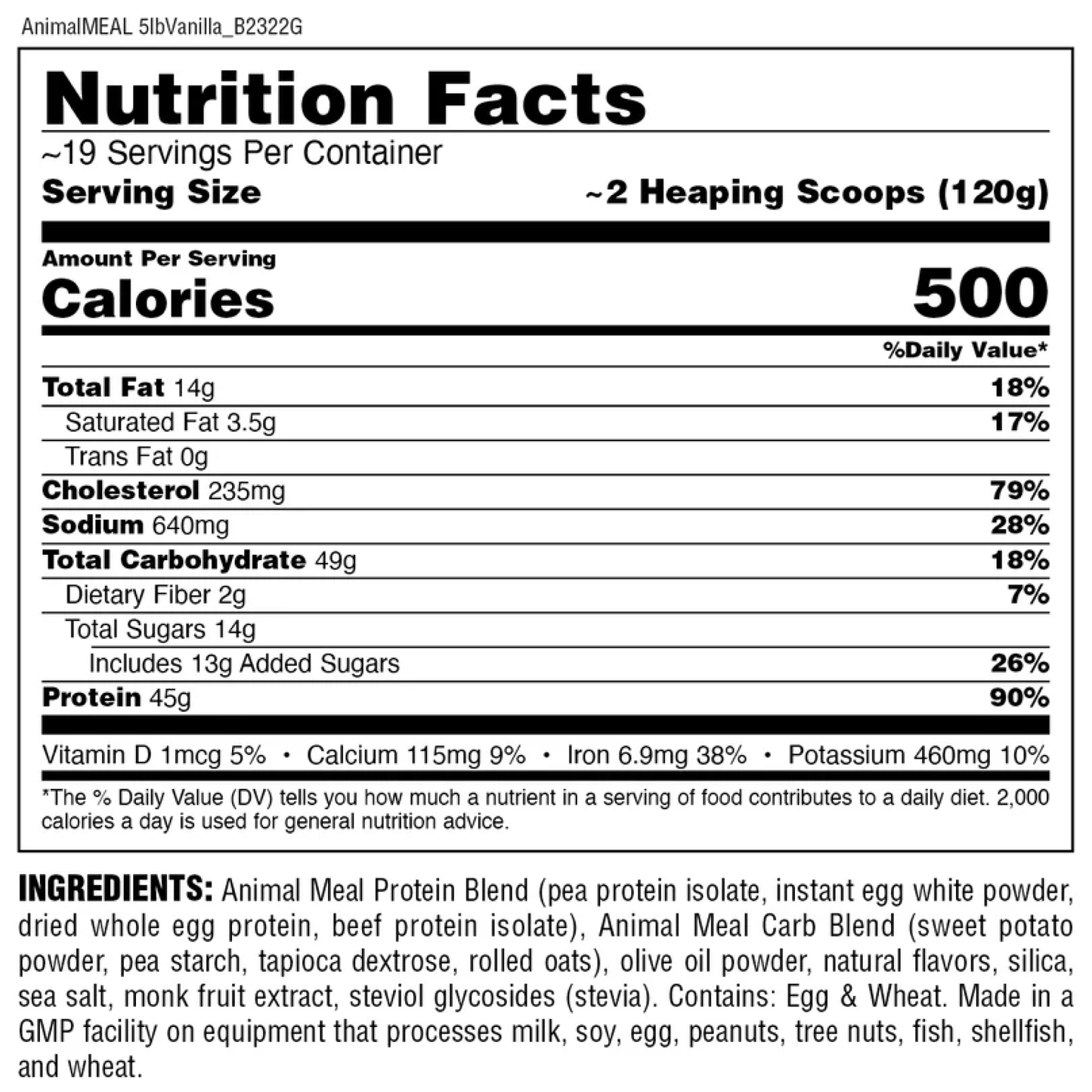 Animal Balanced Meal™ Komple Öğün Protein Tozu 2.27 kg