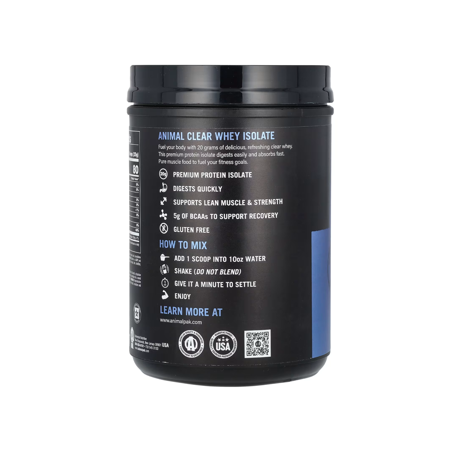 Animal Clear Whey Isolate Saf İzole Protein Tozu (500 g)