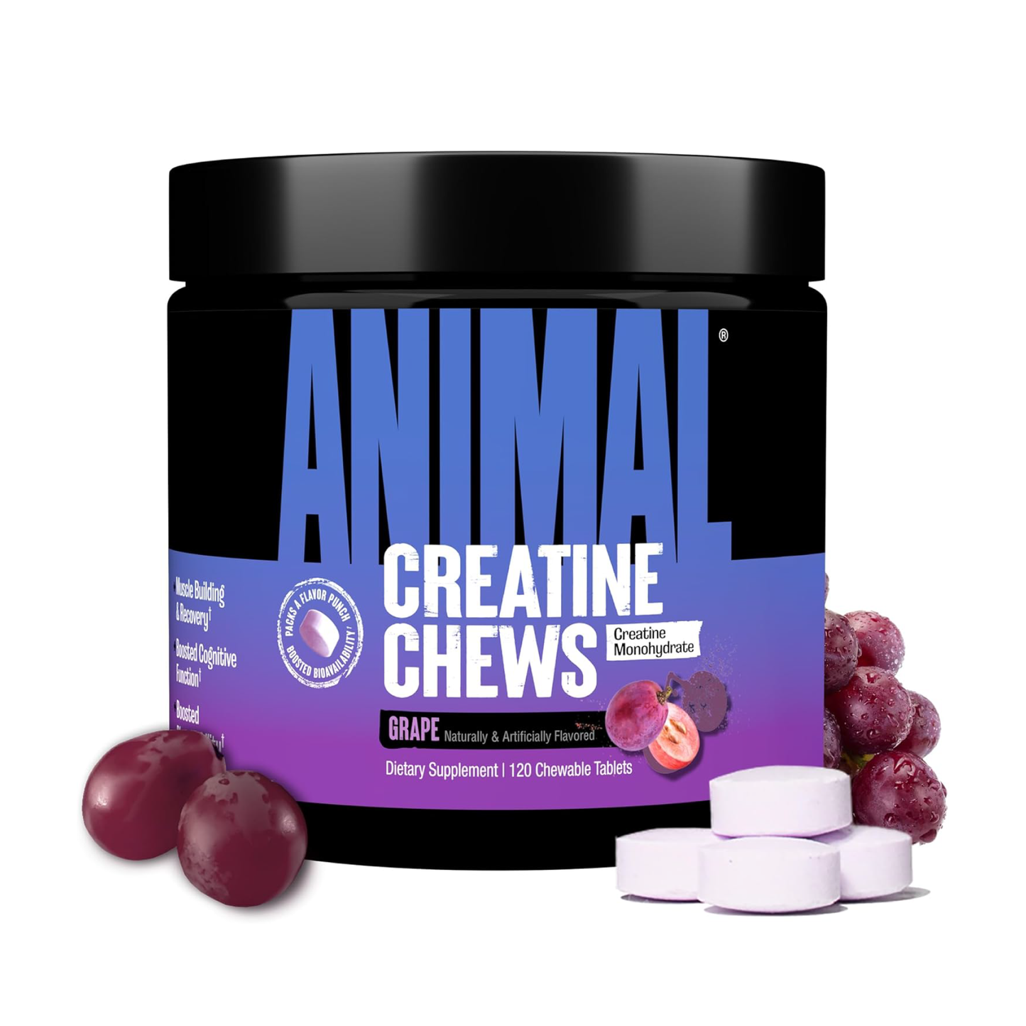 Animal Creatine Performance Chews Grape 120 Chewable Tablets