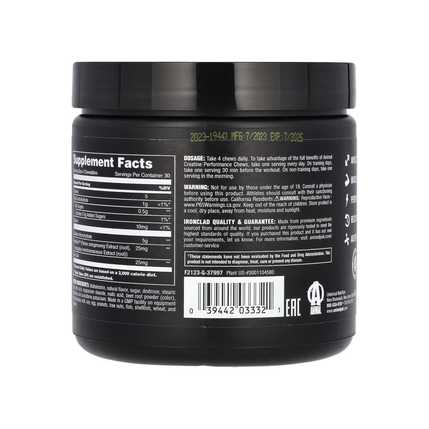 Animal Creatine Performance Chews Grape 120 Chewable Tablets