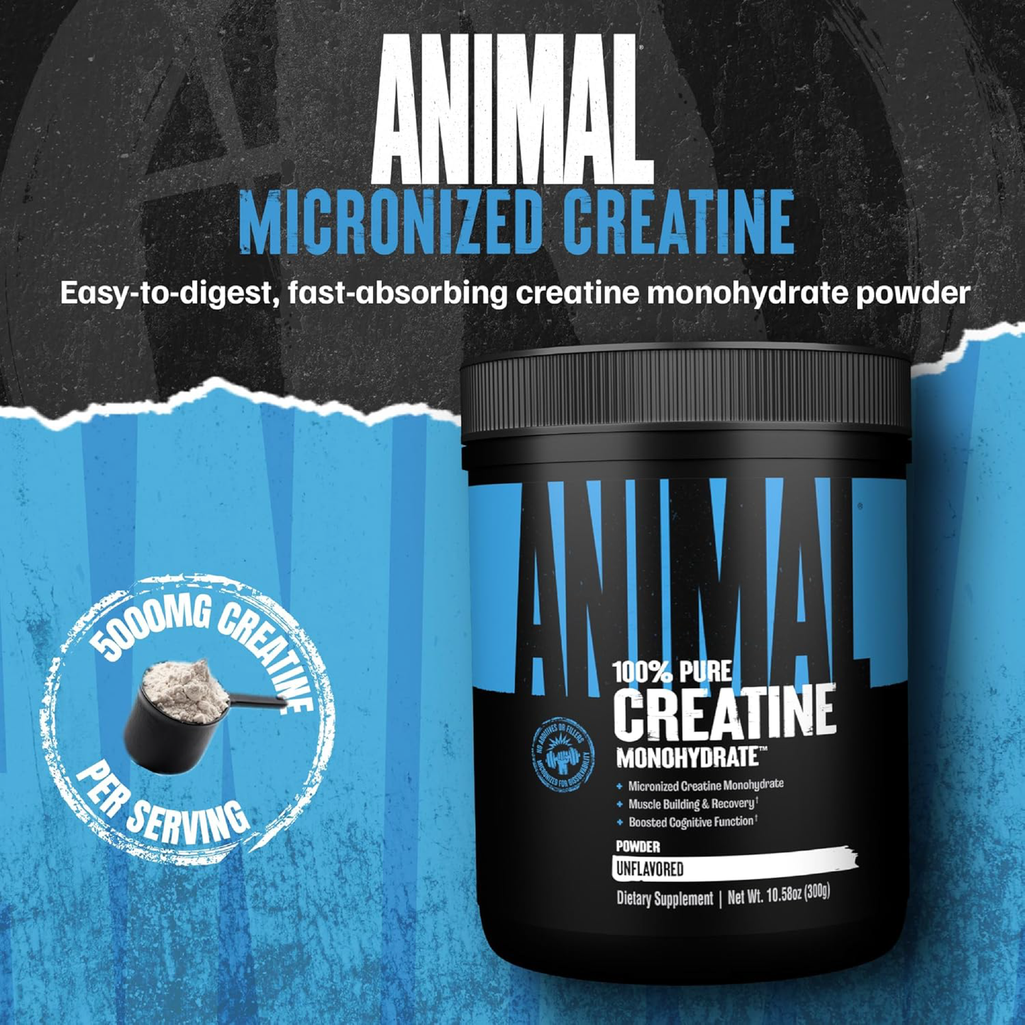 Animal 100% Pure Creatine Monohydrate™ Powder Unflavored 10.58 oz (300 g)