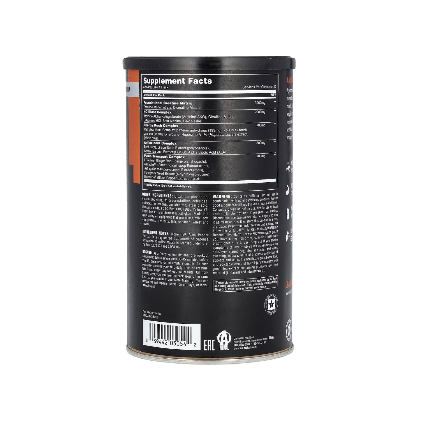 Animal Pump Pre-Workout ( Kreatinli ) Pill Packs / 30 Packs