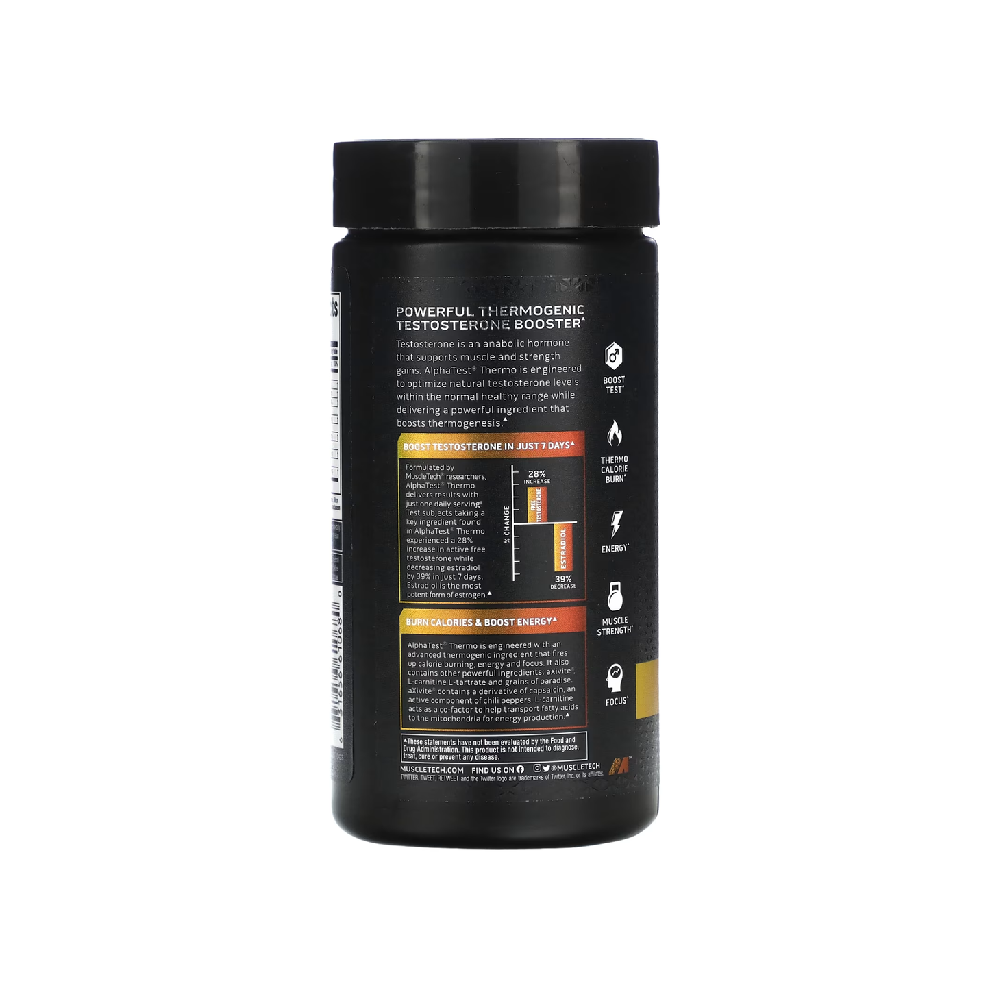 MuscleTech, AlphaTest™ Thermo, 90/180 Capsules | Testosteron & Yağ Yakıcı