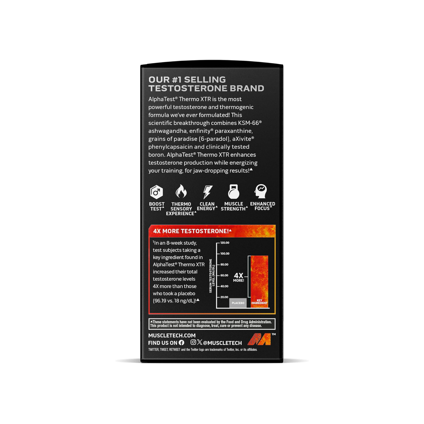 MuscleTech, AlphaTest™ Thermo, 90/180 Capsules | Testosteron & Yağ Yakıcı