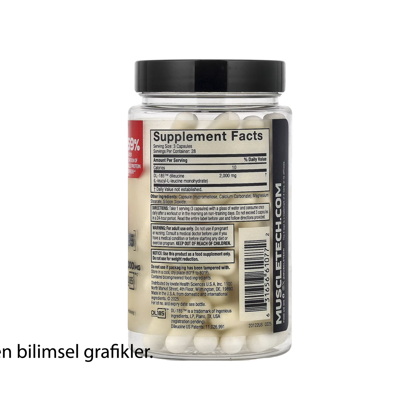 MuscleTech Peptide 185 - Anabolic Peptide -  Hızlı Kas Gelişimi - 84 Capsules