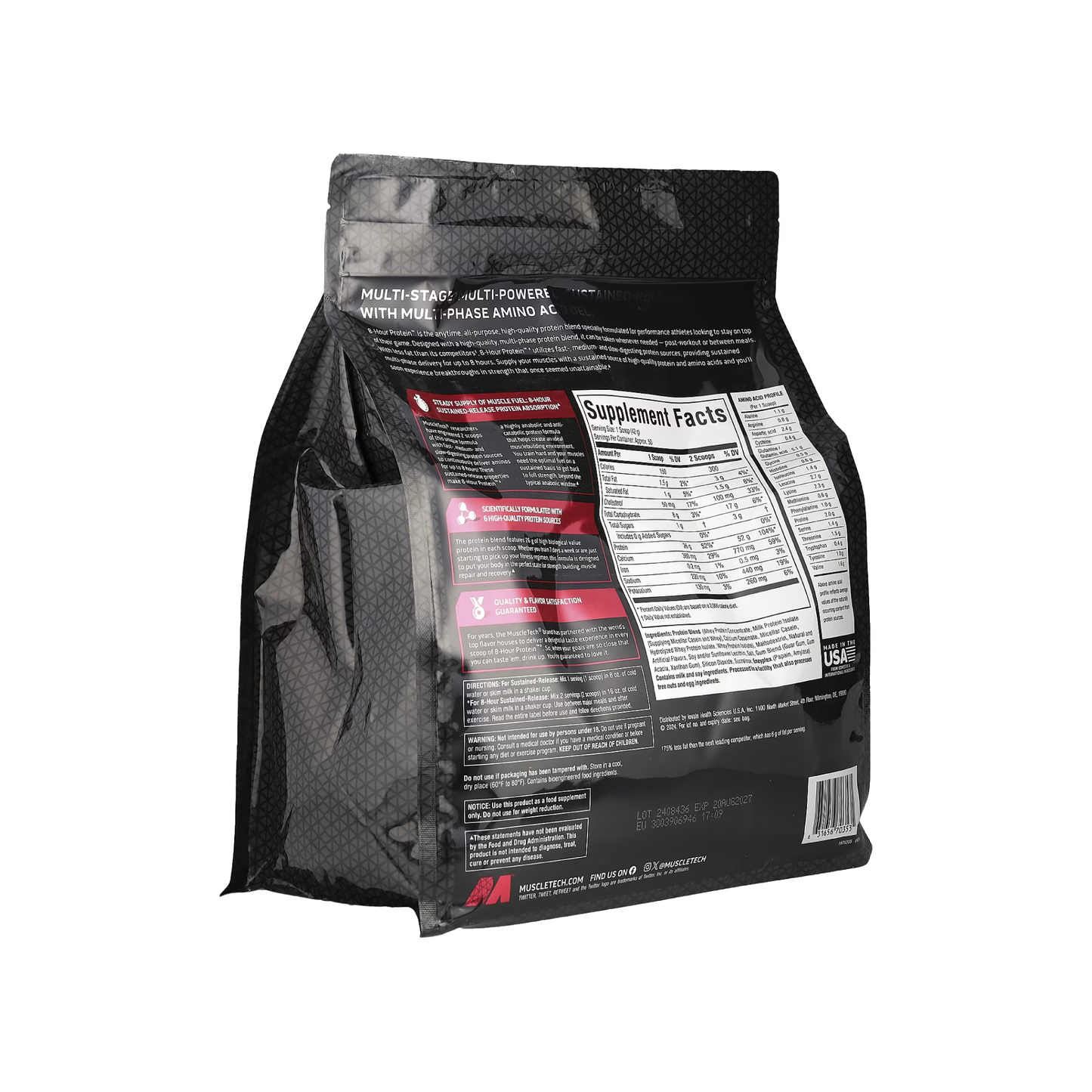 MuscleTech, Platinum 8-Hour Protein™ | 7 Farklı Formül Uzun Salınımlı Protein Tozu 4.6 lbs (2.09 kg)